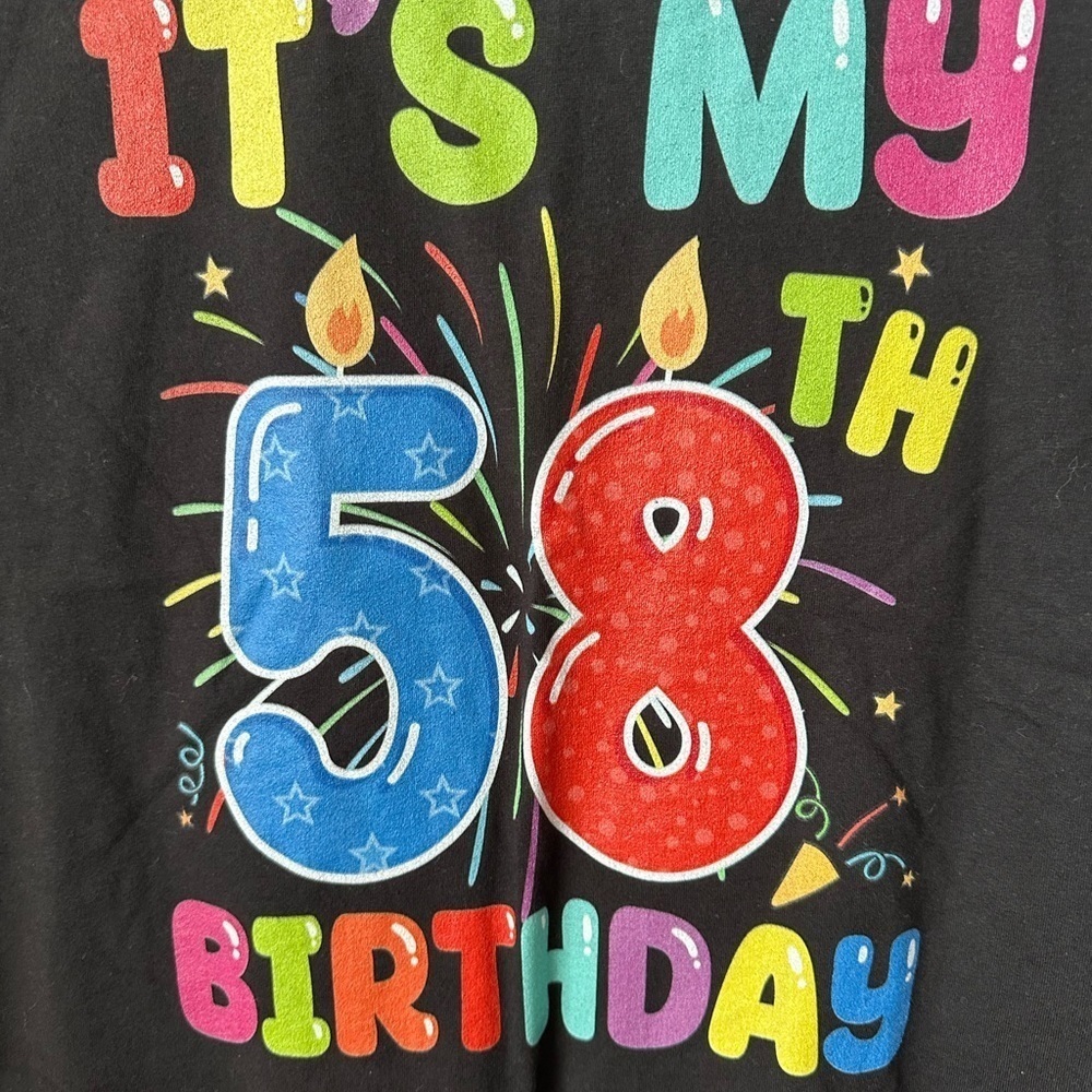 Port&Co “My 58th Birthday” Black Medium Short Sleeves TShirt Brand New - Picture 2 of 3